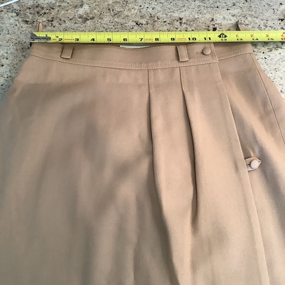 Vintage Anne Rubinstein Couture Tan Wool Wrap Skirt Size 42 - Picture 9 of 9